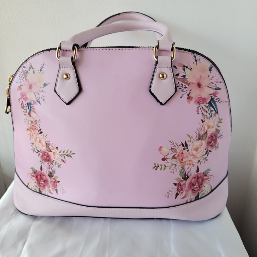 Unbranded Pink Paisley Flowered Vegan Satchel Handbag